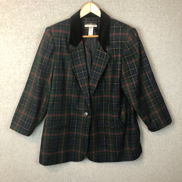 Radcliffe Wool Blend Vintage 80s Holiday Christmas Single Button Blazer Size 20W - Picture 1 of 5